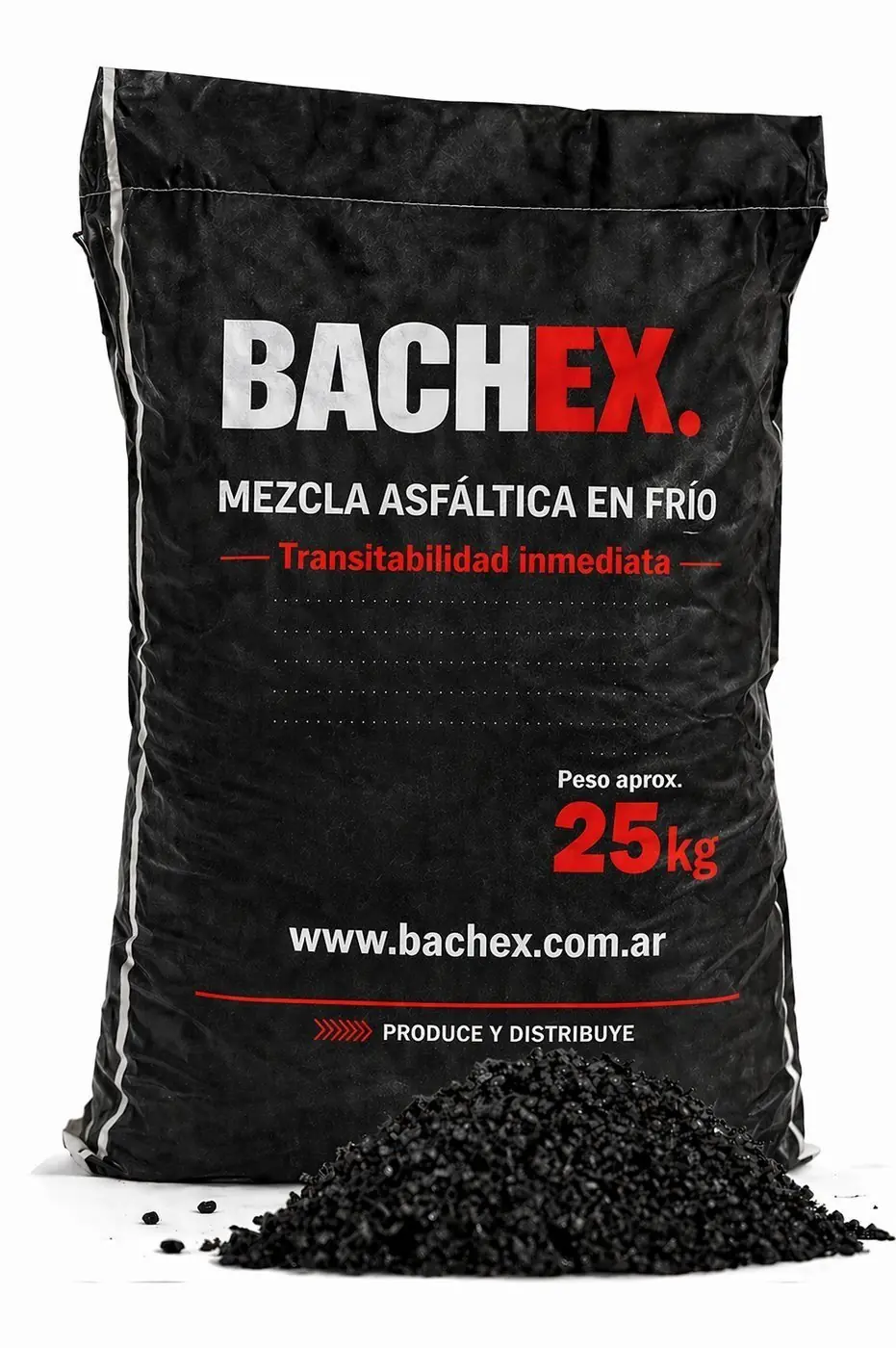 Bolsón de 25 kg de mezcla asfáltica en frío BACHEX para bacheo y reparación de baches